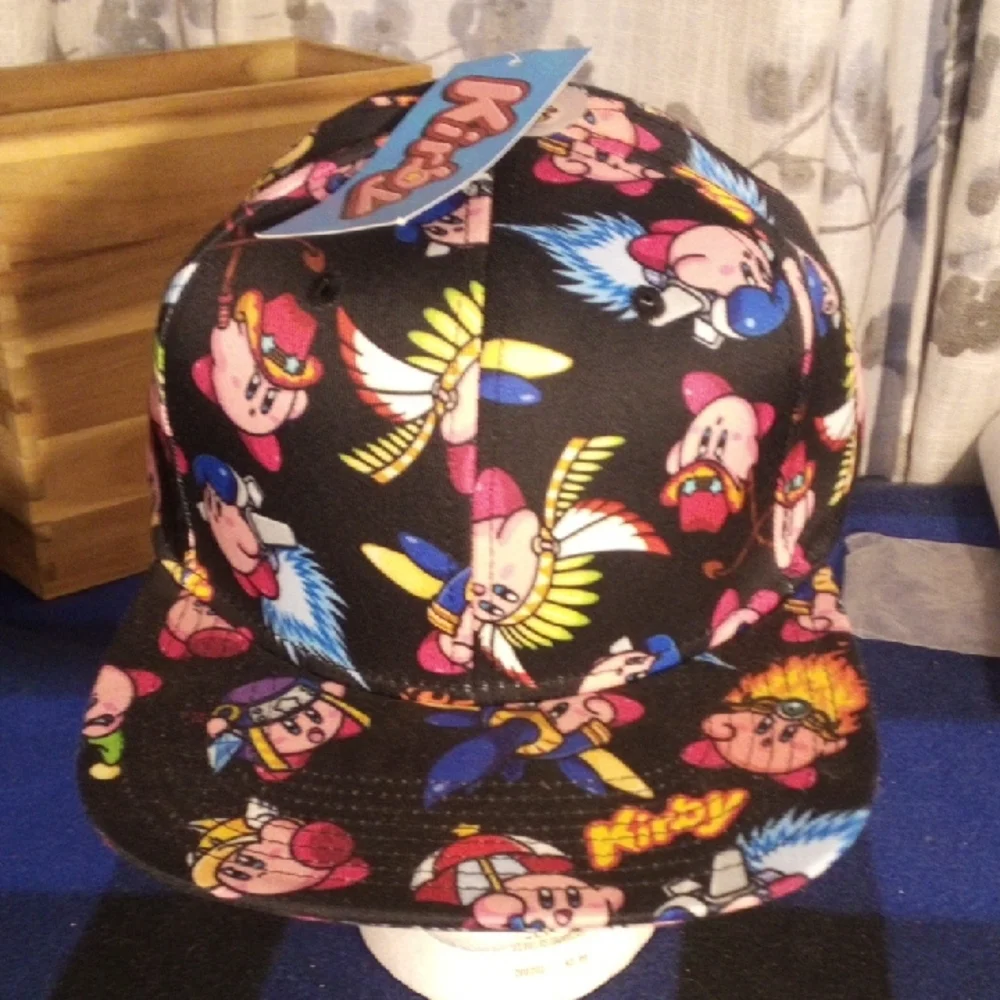 Bioworld Kids Black Kirby Pattern Snapback Hat with Pink, Blue & Yellow Accents